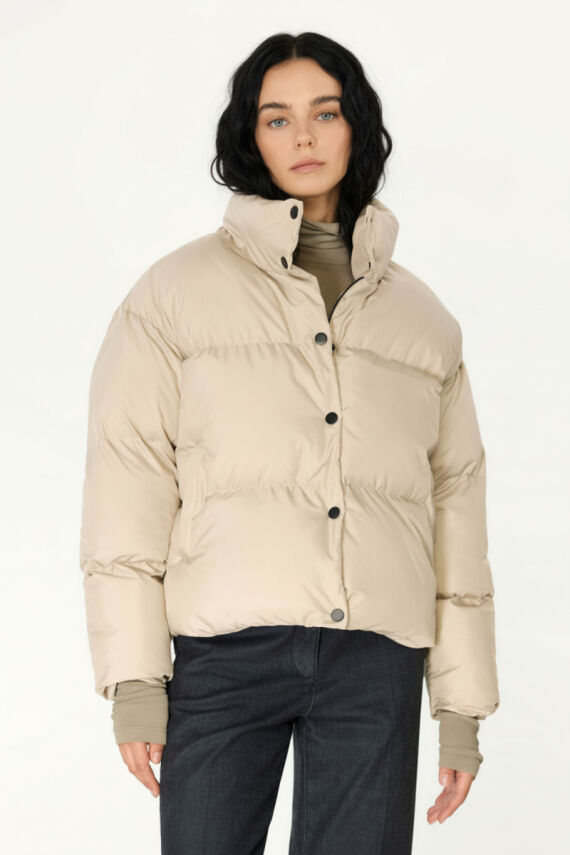 D1fference İçi Astarlı Cepli Kapüşonlu Jel Elyaf Su ve Rüzgar Geçirmez Dik Yaka Kışlık Kadın Mont - 19