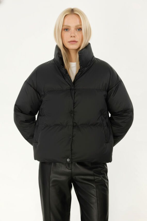 D1fference İçi Astarlı Cepli Kapüşonlu Jel Elyaf Su ve Rüzgar Geçirmez Dik Yaka Kışlık Kadın Mont - 27