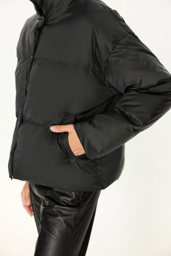 D1fference İçi Astarlı Cepli Kapüşonlu Jel Elyaf Su ve Rüzgar Geçirmez Dik Yaka Kışlık Kadın Mont - 29