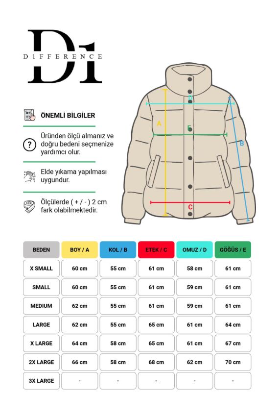 D1fference İçi Astarlı Cepli  Jel Elyaflı Su ve Rügar Geçirmez Kadın Kışlık Mont - 30