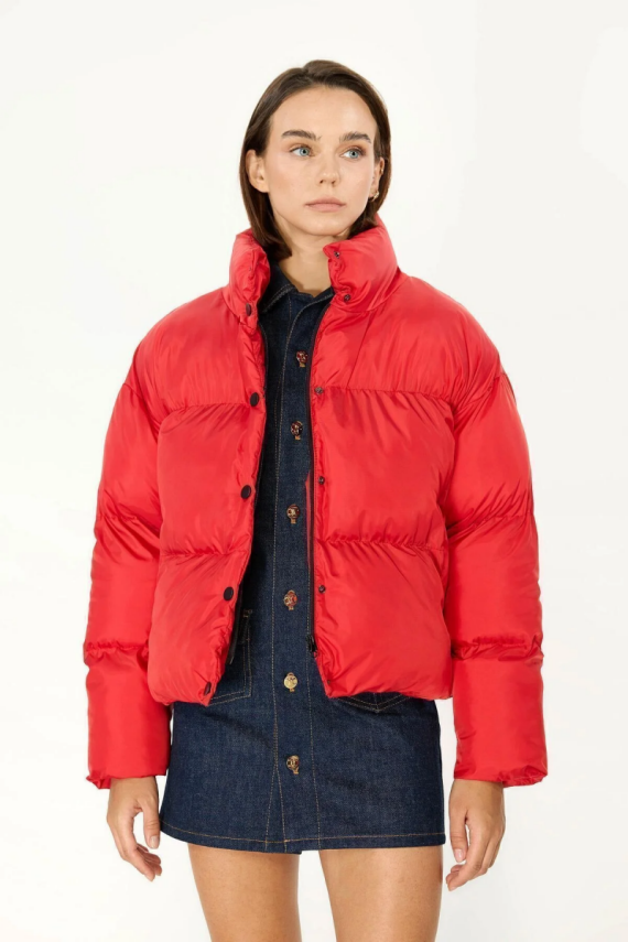 D1fference İçi Astarlı Cepli Kapüşonlu Jel Elyaf Su ve Rüzgar Geçirmez Dik Yaka Kışlık Kadın Mont - 8