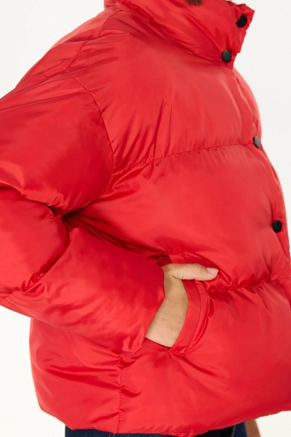 D1fference İçi Astarlı Cepli Kapüşonlu Jel Elyaf Su ve Rüzgar Geçirmez Dik Yaka Kışlık Kadın Mont - 11