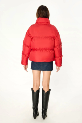 D1fference İçi Astarlı Cepli Kapüşonlu Jel Elyaf Su ve Rüzgar Geçirmez Dik Yaka Kışlık Kadın Mont - 12