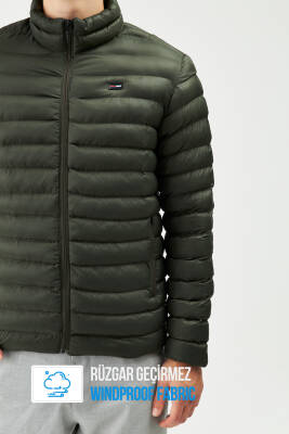 İçi Astarlı Cepli Jel Elyaf Su ve Rüzgar Geçirmez Şişme Kışlık Erkek Mont - 3