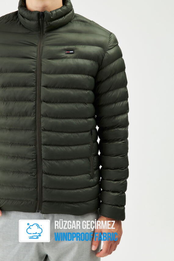 İçi Astarlı Cepli Jel Elyaf Su ve Rüzgar Geçirmez Şişme Kışlık Erkek Mont - 3