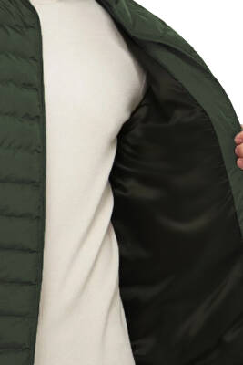 İçi Astarlı Cepli Jel Elyaf Su ve Rüzgar Geçirmez Şişme Kışlık Erkek Mont - 4