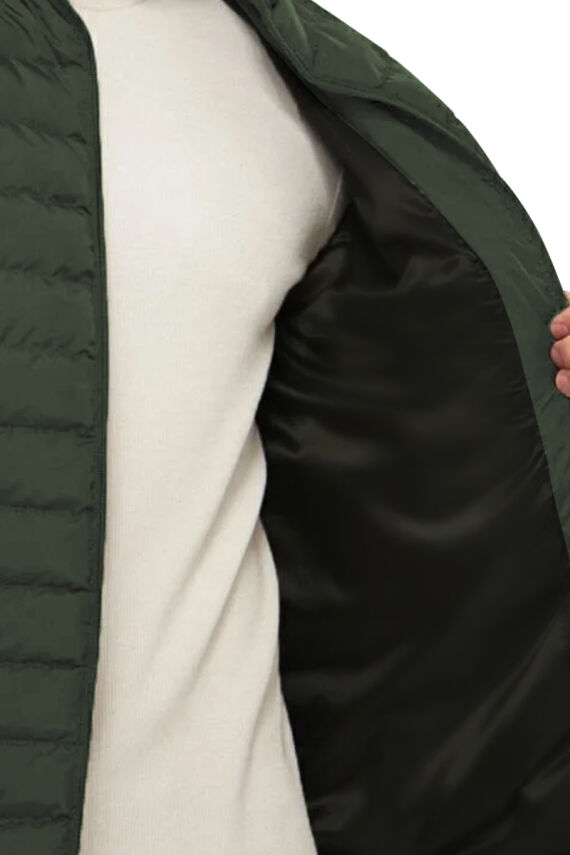 İçi Astarlı Cepli Jel Elyaf Su ve Rüzgar Geçirmez Şişme Kışlık Erkek Mont - 4