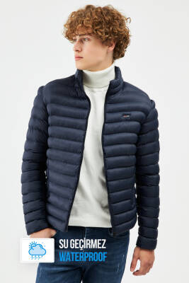 İçi Astarlı Cepli Jel Elyaf Su ve Rüzgar Geçirmez Şişme Kışlık Erkek Mont - 7