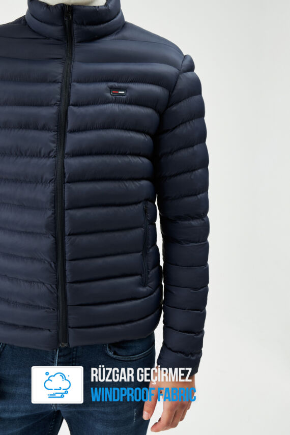 İçi Astarlı Cepli Jel Elyaf Su ve Rüzgar Geçirmez Şişme Kışlık Erkek Mont - 9