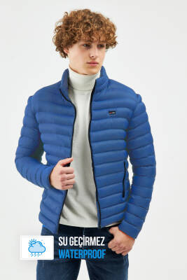İçi Astarlı Cepli Jel Elyaf Su ve Rüzgar Geçirmez Şişme Kışlık Erkek Mont - 12