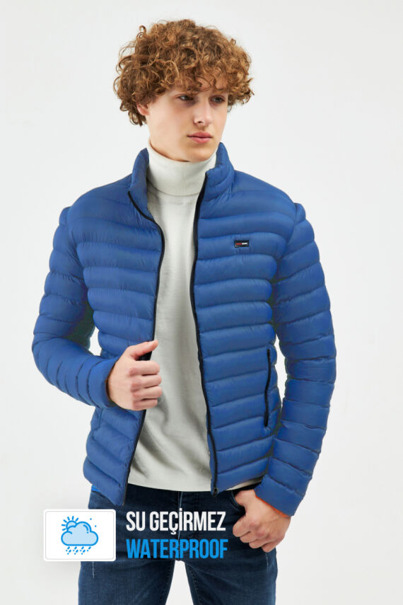 İçi Astarlı Cepli Jel Elyaf Su ve Rüzgar Geçirmez Şişme Kışlık Erkek Mont - 12