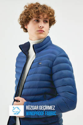 İçi Astarlı Cepli Jel Elyaf Su ve Rüzgar Geçirmez Şişme Kışlık Erkek Mont - 15