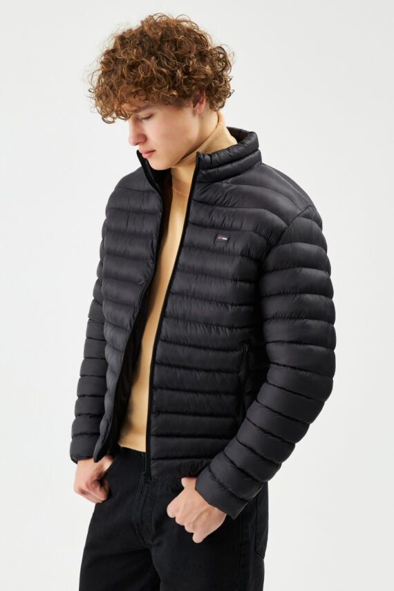 İçi Astarlı Cepli Jel Elyaf Su ve Rüzgar Geçirmez Şişme Kışlık Erkek Mont - 18