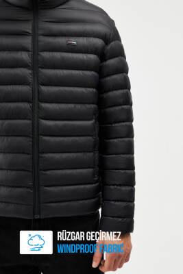 İçi Astarlı Cepli Jel Elyaf Su ve Rüzgar Geçirmez Şişme Kışlık Erkek Mont - 20