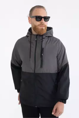 D1fference İçi Astarlı Cepli Kapüşonlu Jel Elyaflı Su ve Rügar Geçirmez Erkek Kışlık Mont - 7