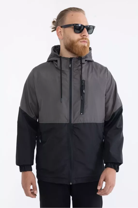 D1fference İçi Astarlı Cepli Kapüşonlu Jel Elyaflı Su ve Rügar Geçirmez Erkek Kışlık Mont - 12