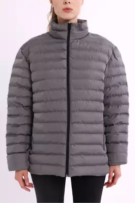 İçi Astarlı Cepli Jel Elyaf Su ve Rüzgar Geçirmez Şişme Kışlık Kadın Mont - 2