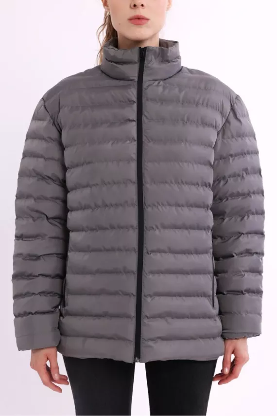 İçi Astarlı Cepli Jel Elyaf Su ve Rüzgar Geçirmez Şişme Kışlık Kadın Mont - 2