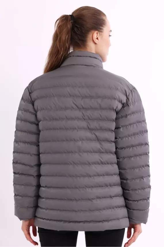 İçi Astarlı Cepli Jel Elyaf Su ve Rüzgar Geçirmez Şişme Kışlık Kadın Mont - 5