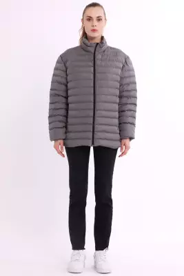 İçi Astarlı Cepli Jel Elyaf Su ve Rüzgar Geçirmez Şişme Kışlık Kadın Mont - 3