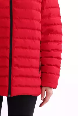 İçi Astarlı Cepli Jel Elyaf Su ve Rüzgar Geçirmez Şişme Kışlık Kadın Mont - 13