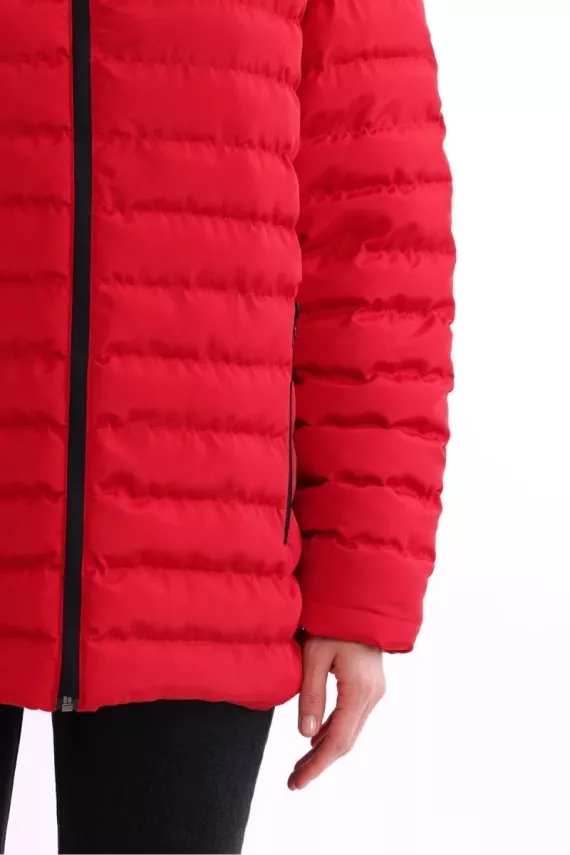 İçi Astarlı Cepli Jel Elyaf Su ve Rüzgar Geçirmez Şişme Kışlık Kadın Mont - 13