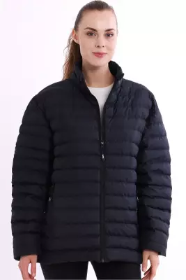 İçi Astarlı Cepli Jel Elyaf Su ve Rüzgar Geçirmez Şişme Kışlık Kadın Mont - 16