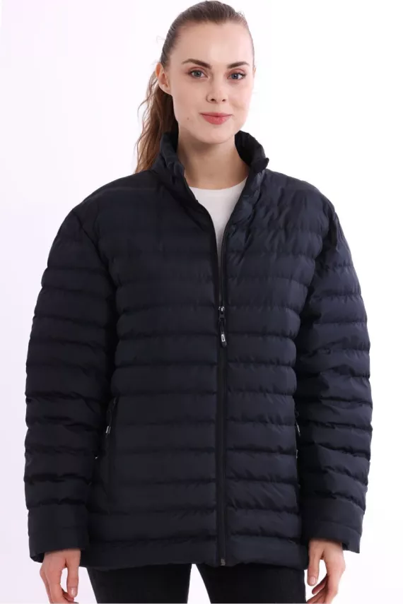 İçi Astarlı Cepli Jel Elyaf Su ve Rüzgar Geçirmez Şişme Kışlık Kadın Mont - 16