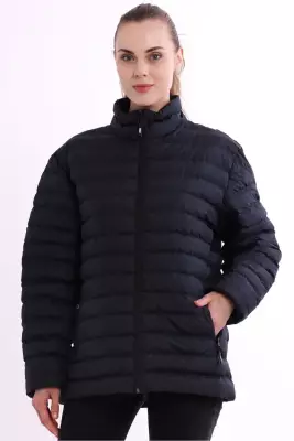 İçi Astarlı Cepli Jel Elyaf Su ve Rüzgar Geçirmez Şişme Kışlık Kadın Mont - 15