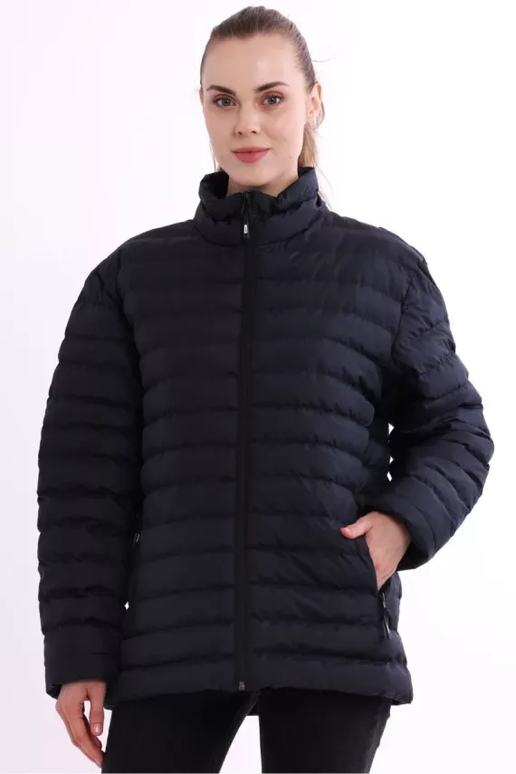 İçi Astarlı Cepli Jel Elyaf Su ve Rüzgar Geçirmez Şişme Kışlık Kadın Mont - 15