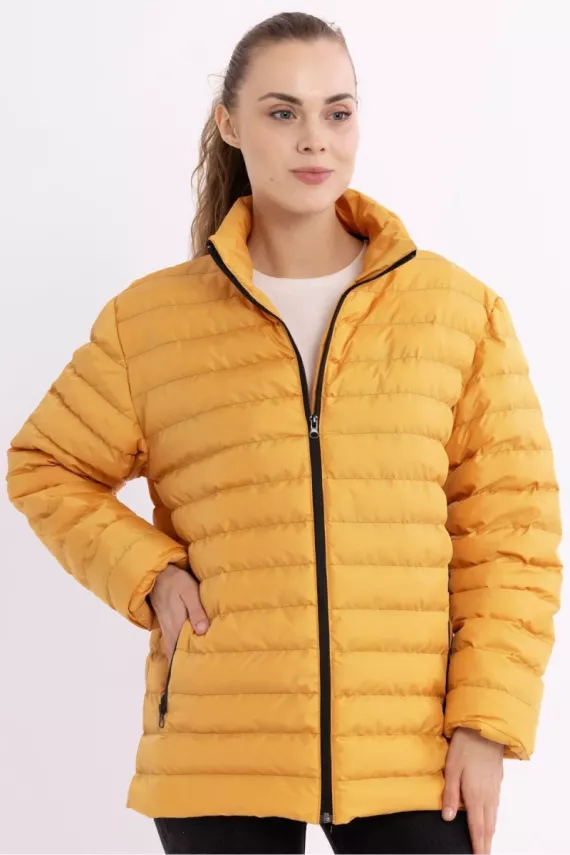 İçi Astarlı Cepli Jel Elyaf Su ve Rüzgar Geçirmez Şişme Kışlık Kadın Mont - 21