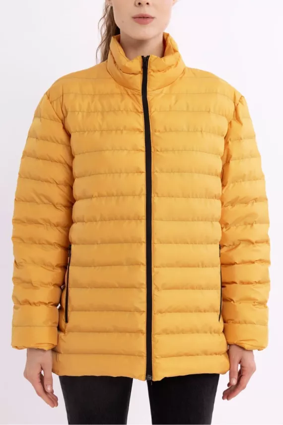 İçi Astarlı Cepli Jel Elyaf Su ve Rüzgar Geçirmez Şişme Kışlık Kadın Mont - 23