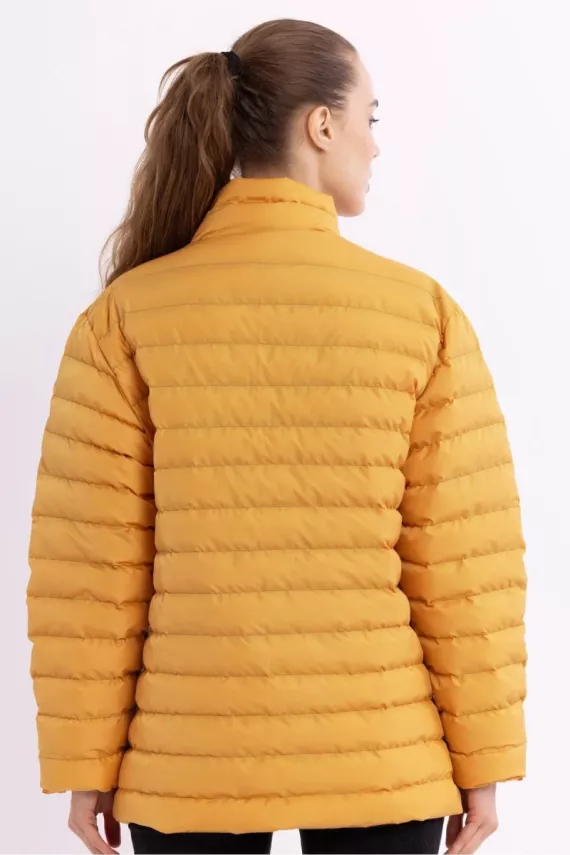 İçi Astarlı Cepli Jel Elyaf Su ve Rüzgar Geçirmez Şişme Kışlık Kadın Mont - 24