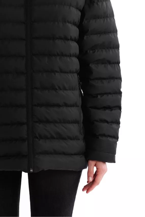 İçi Astarlı Cepli Jel Elyaf Su ve Rüzgar Geçirmez Şişme Kışlık Kadın Mont - 27