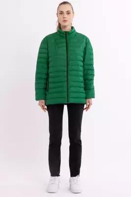 İçi Astarlı Cepli Jel Elyaf Su ve Rüzgar Geçirmez Şişme Kışlık Kadın Mont - 30