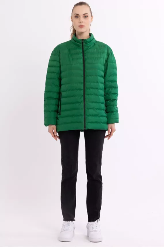 İçi Astarlı Cepli Jel Elyaf Su ve Rüzgar Geçirmez Şişme Kışlık Kadın Mont - 30