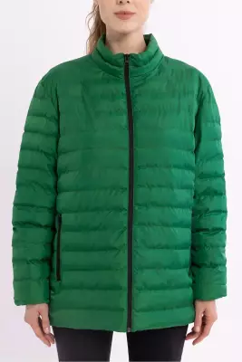 İçi Astarlı Cepli Jel Elyaf Su ve Rüzgar Geçirmez Şişme Kışlık Kadın Mont - 31