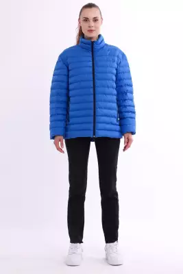 İçi Astarlı Cepli Jel Elyaf Su ve Rüzgar Geçirmez Şişme Kışlık Kadın Mont - 35