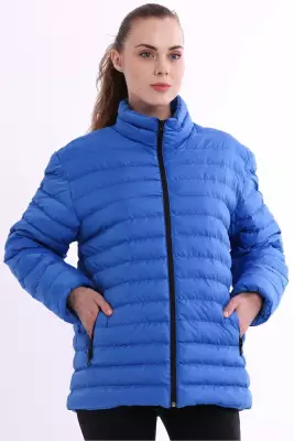 İçi Astarlı Cepli Jel Elyaf Su ve Rüzgar Geçirmez Şişme Kışlık Kadın Mont - 34