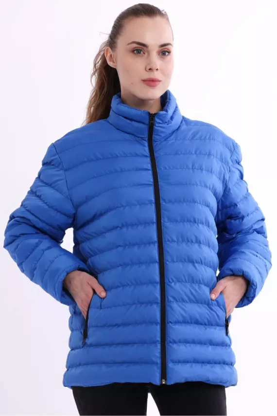 İçi Astarlı Cepli Jel Elyaf Su ve Rüzgar Geçirmez Şişme Kışlık Kadın Mont - 34