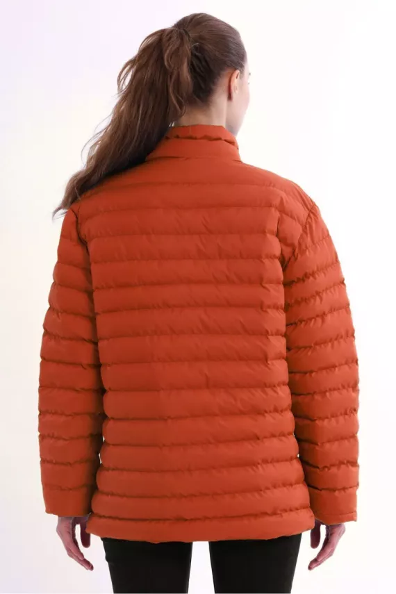 İçi Astarlı Cepli Jel Elyaf Su ve Rüzgar Geçirmez Şişme Kışlık Kadın Mont - 42