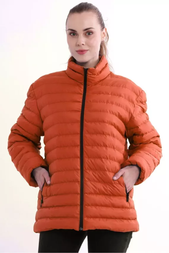 İçi Astarlı Cepli Jel Elyaf Su ve Rüzgar Geçirmez Şişme Kışlık Kadın Mont - 38