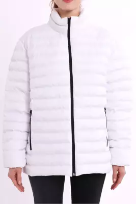 İçi Astarlı Cepli Jel Elyaf Su ve Rüzgar Geçirmez Şişme Kışlık Kadın Mont - 44