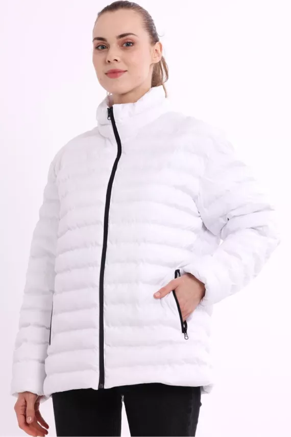 İçi Astarlı Cepli Jel Elyaf Su ve Rüzgar Geçirmez Şişme Kışlık Kadın Mont - 43