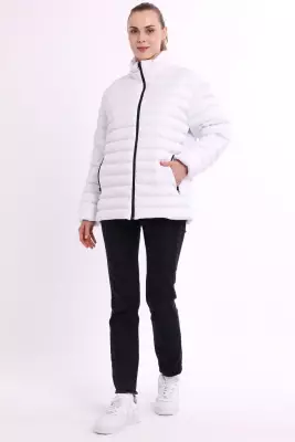 İçi Astarlı Cepli Jel Elyaf Su ve Rüzgar Geçirmez Şişme Kışlık Kadın Mont - 47