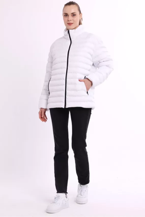 İçi Astarlı Cepli Jel Elyaf Su ve Rüzgar Geçirmez Şişme Kışlık Kadın Mont - 47