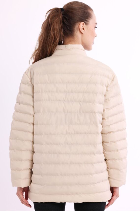 İçi Astarlı Cepli Jel Elyaf Su ve Rüzgar Geçirmez Şişme Kışlık Kadın Mont - 54