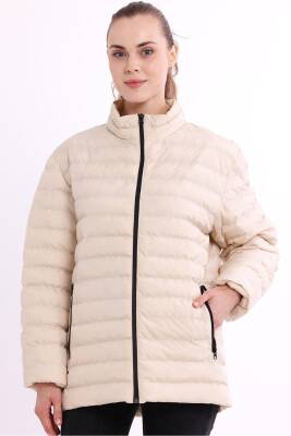 İçi Astarlı Cepli Jel Elyaf Su ve Rüzgar Geçirmez Şişme Kışlık Kadın Mont - 48