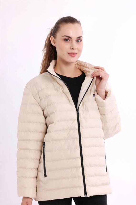 D1fference İçi Astarlı Cepli  Jel Elyaflı Su ve Rügar Geçirmez Kadın Kışlık Mont - 65