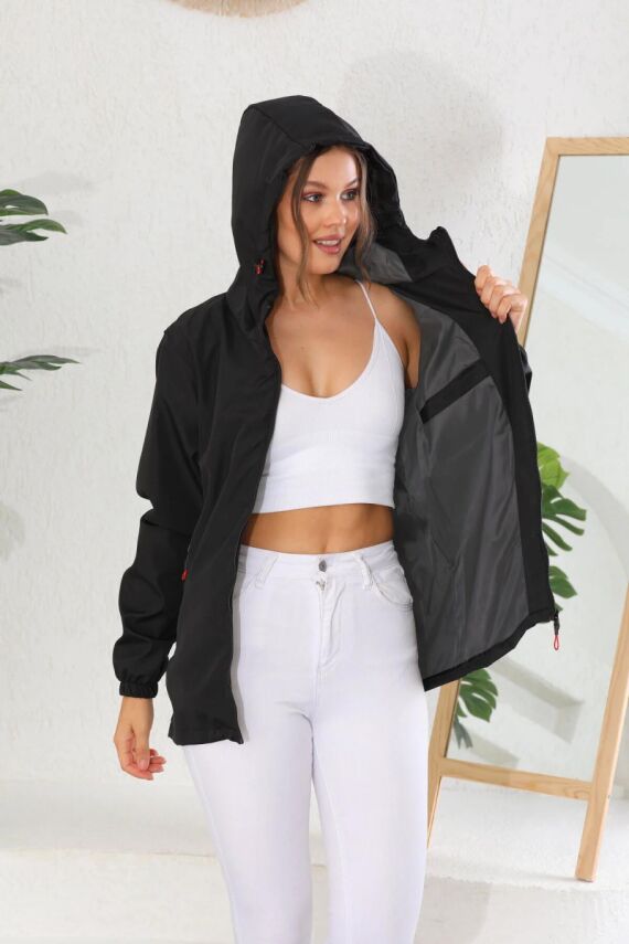 İçi Astarlı Su ve Rüzgar Geçirmez Cepli Kadın Yağmurluk - 22